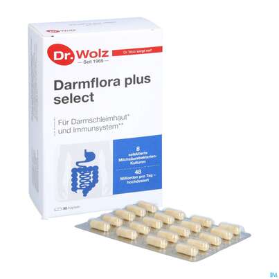 Sie sehen eine Packung Darmflora Plus Dr.wolz Select Kapseln Nr 60570 80st, Produktbild: 07 Darmflora Plus Dr.wolz Select Kapseln Nr 60570 80st, A-Nr.: 3839306 - 07