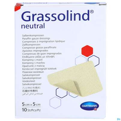 Kompressen Grassolind Neutral Salbenkompresse Steril 5x 5cm 10st, A-Nr.: 2368193 - 01