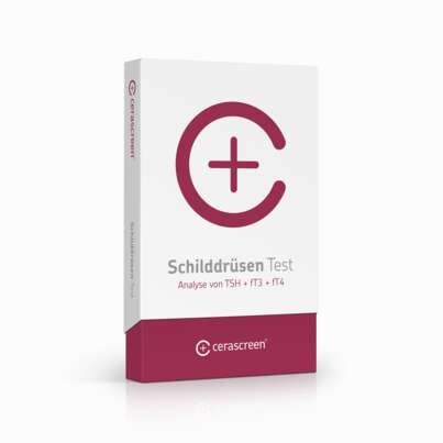 Sie sehen eine Packung cerascreen Schilddrüsen Test, Produktbild: 01 cerascreen Schilddrüsen Test, A-Nr.: 5442889 - 01