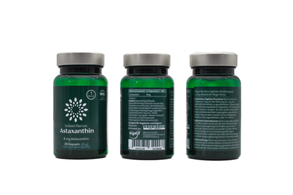 Sie sehen eine Packung Astaxanthin 8 mg Iceland Harvest 30 Kapseln (25g) Nahrungsergänzungsmittel, Produktbild: 03 Astaxanthin 8 mg Iceland Harvest 30 Kapseln (25g) Nahrungsergänzungsmittel, A-Nr.: 5830019 - 03