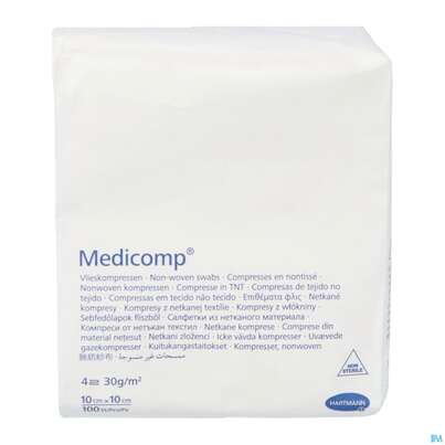 Kompressen Medicomp Vliesstoff 4fach Unsteril 10x 10cm 100st, A-Nr.: 1652041 - 02