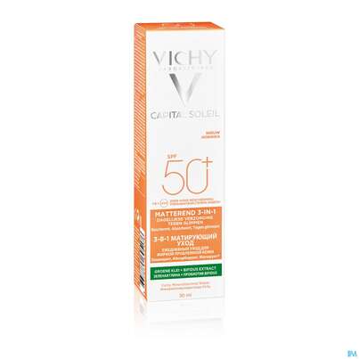 Sie sehen eine Packung Sonnenprodukte Vichy/capital Soleil Mattierende Sonnenpflege 3in1 Lsf50+ 50ml, Produktbild: 03 Sonnenprodukte Vichy/capital Soleil Mattierende Sonnenpflege 3in1 Lsf50+ 50ml, A-Nr.: 5232258 - 03