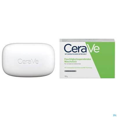 Sie sehen eine Packung Cerave Feuchtigkeitsspendendes Waschstück 128g, Produktbild: 01 Cerave Feuchtigkeitsspendendes Waschstück 128g, A-Nr.: 4801820 - 01