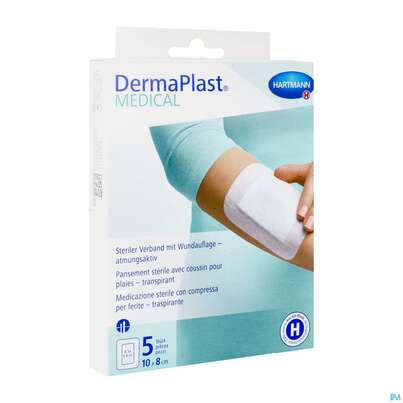 Wundpflaster Dermaplast/medical Selbstklebend Steril Atmungsaktiv 10x 8cm 5st, A-Nr.: 4489541 - 02