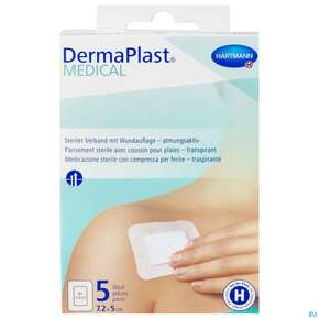 Wundpflaster Dermaplast/medical Selbstklebend Steril Atmungsaktiv 7,2x 5cm 5st, A-Nr.: 4489535 - 01