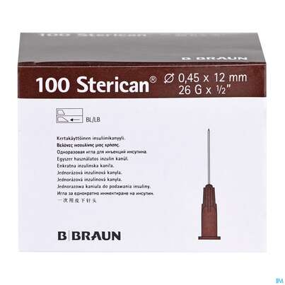 Injektionsspritzen U.zubeh. Insulin/einmalkanuelen Sterican G26x 1/2 0,45x12mm 46654 100st, A-Nr.: 3048556 - 03