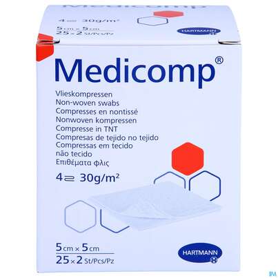 Kompressen Medicomp Vliesstoff 4fach Steril 5x 5cm 25x2 50st, A-Nr.: 1651981 - 01