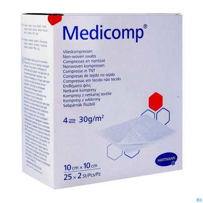 Kompressen Medicomp Vliesstoff 4fach Steril 10x 10cm 25x2 50st, A-Nr.: 1652006 - 03