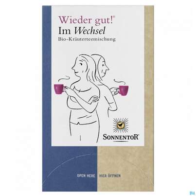Sie sehen eine Packung Sonnentor Im Wechsel Tee Bio Doppelkammerbeutel Im Wechsel 02584 18st, Produktbild: 03 Sonnentor Im Wechsel Tee Bio Doppelkammerbeutel Im Wechsel 02584 18st, A-Nr.: 5226996 - 03