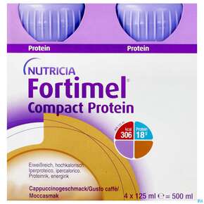 Fortimel/compact/protein 125ml Vitalflasche Cappuccino 4st, A-Nr.: 3948685 - 01