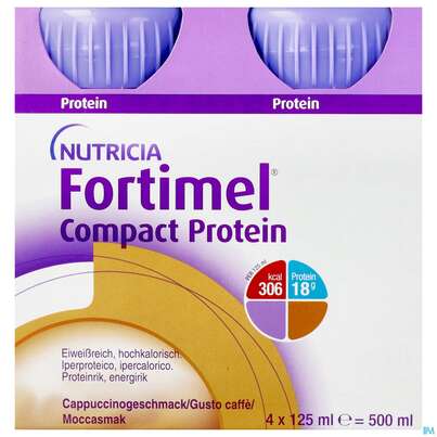 Fortimel/compact/protein 125ml Vitalflasche Cappuccino 4st, A-Nr.: 3948685 - 01