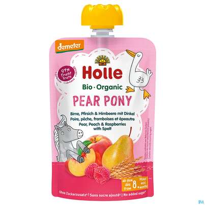 Holle Demeter Bio Fruechtepueree Ab 1 Jahr Pear Pony Birne Pfirsich/himbee/dinkel 100g, A-Nr.: 5080819 - 01