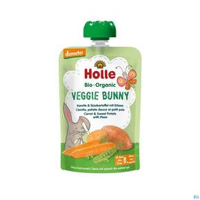 Holle Demeter Bio Fruechtepueree/ab 6 Monate Veggie Bunny Karotte Suess-kartoffel/erbsen 100g, A-Nr.: 5080742 - 01