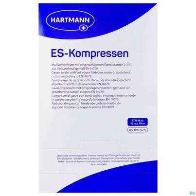 Mullkompressen-es Hartmann/steril 16fach 17faedig 10x 10cm 10x10 100st, A-Nr.: 3062763 - 01