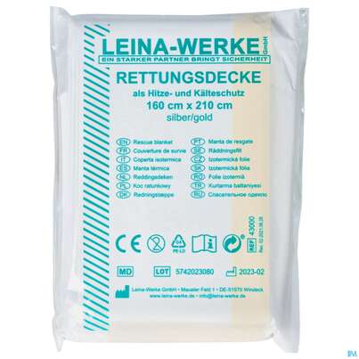 Erste Hilfe Rettungsdecke Gold/silber Alu 160x 210cm 1st, A-Nr.: 2370296 - 01