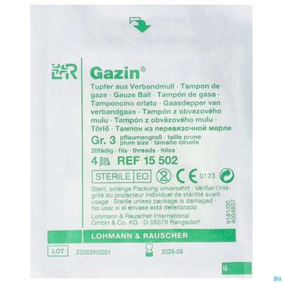 Gazin Kugeltupfer Bw Steril Pflaumengross Gr.3 1x 4 4st, A-Nr.: 2575041 - 01