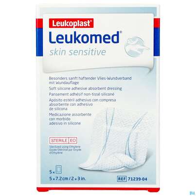 Wundverband Leukomed/skin Sensitive Vliesverband +auflage Steril 5x 7,2cm 5st, A-Nr.: 5608999 - 02