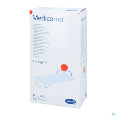 Kompressen Medicomp Vliesstoff 4fach Steril 10x 20cm 25x2 50st, A-Nr.: 1652012 - 02