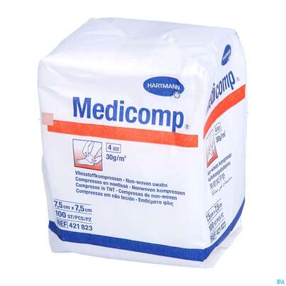 Kompressen Medicomp Vliesstoff 4fach Unsteril 7,5x 7,5cm 100st, A-Nr.: 1652035 - 02