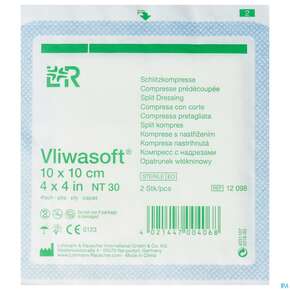 Schlitzkompressen Vliwasoft 4fach Steril 10x 10cm 2st, A-Nr.: 2628613 - 01