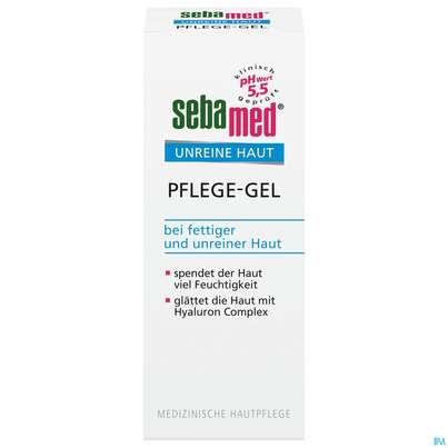 Sie sehen eine Packung Sebamed Unreine Haut Pflege Gel 50ml, Produktbild: 01 Sebamed Unreine Haut Pflege Gel 50ml, A-Nr.: 4065048 - 01