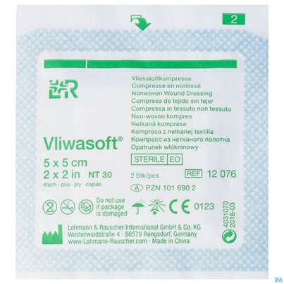 Vlieskompressen Vliwasoft 4fach Steril 5x 5cm 2st, A-Nr.: 1016902 - 01